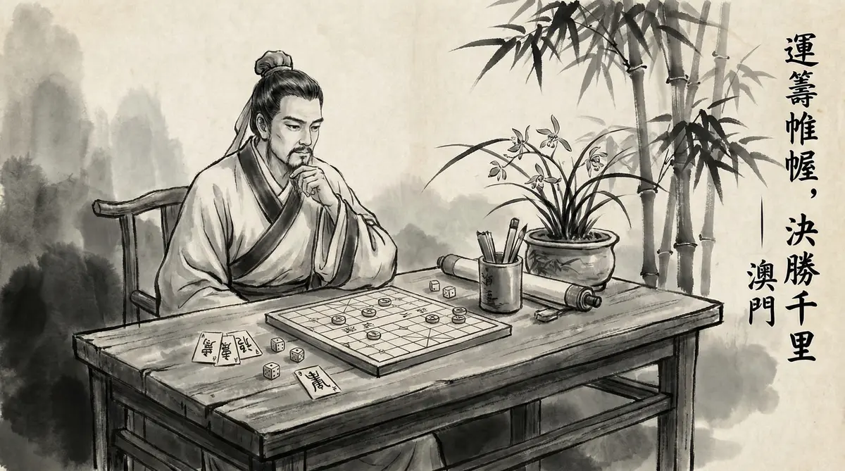 澳门新葡京澳门赌博文化水墨画